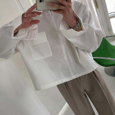 OH Front Pocket Boxy Cropped Shirt-korean-fashion-Shirt-OH Atelier-OH Garments