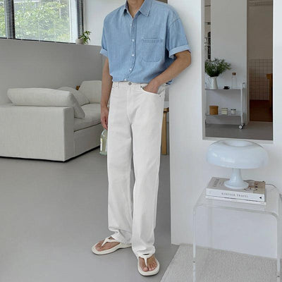 OH Front Pocket Buttoned Denim Shirt-korean-fashion-Shirt-OH Atelier-OH Garments