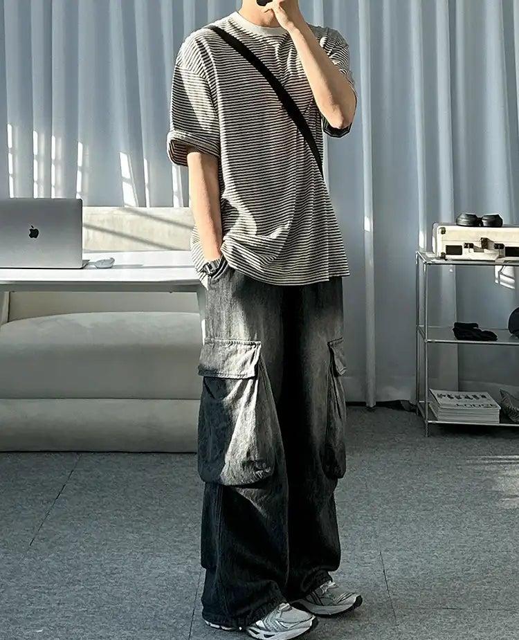 OH Gradient Faded Cargo Jeans-korean-fashion-Jeans-OH Atelier-OH Garments