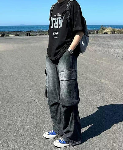 OH Gradient Faded Cargo Jeans-korean-fashion-Jeans-OH Atelier-OH Garments