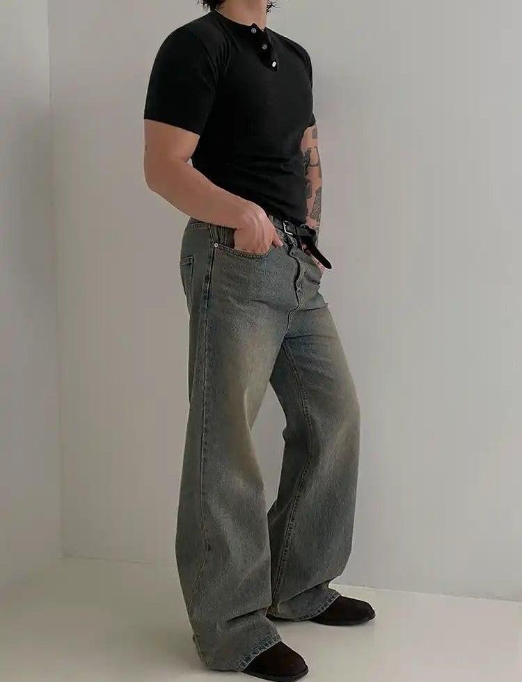 OH Henley Collar Slim Fit T-Shirt-korean-fashion-T-Shirt-OH Atelier-OH Garments