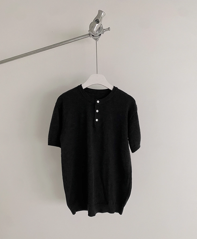 OH Henley Collar Slim Fit T-Shirt-korean-fashion-T-Shirt-OH Atelier-OH Garments