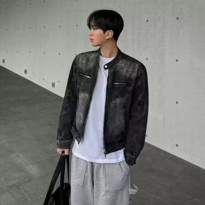 OH Lightning Washed Short Denim Jacket-korean-fashion-Jacket-OH Atelier-OH Garments