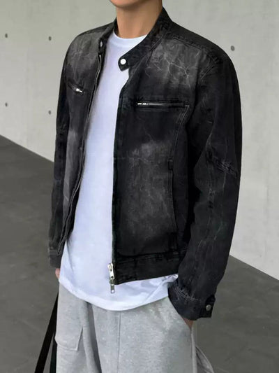 OH Lightning Washed Short Denim Jacket-korean-fashion-Jacket-OH Atelier-OH Garments