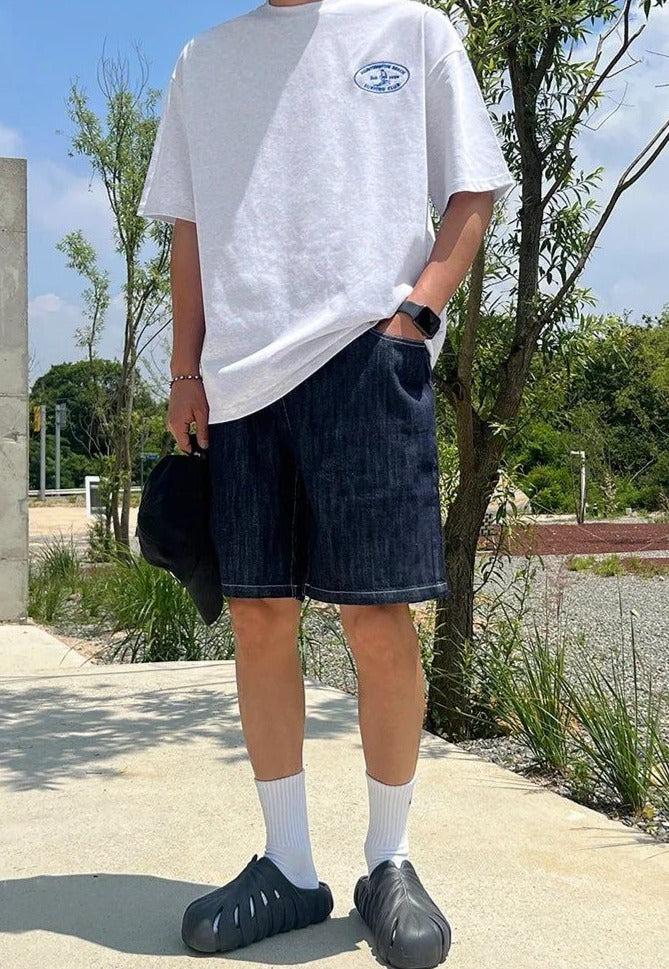 OH Lined and Washed Denim Shorts-korean-fashion-Shorts-OH Atelier-OH Garments