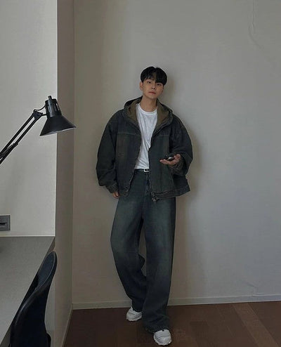 OH Loose Washed Denim Jacket & Jeans Set-korean-fashion-Clothing Set-OH Atelier-OH Garments