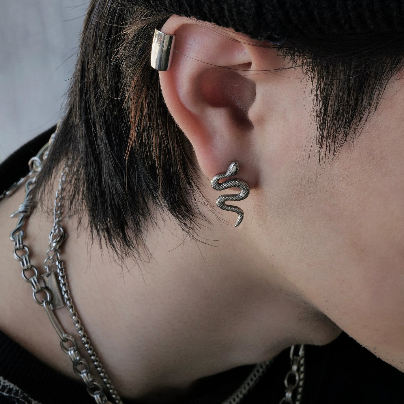 OH Metallic Snake Earrings-korean-fashion-Earrings-OH Atelier-OH Garments