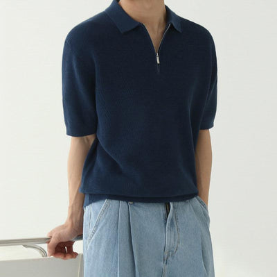 OH Minimal Half-Zip Knit Polo-korean-fashion-Polo-OH Atelier-OH Garments