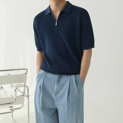 OH Minimal Half-Zip Knit Polo-korean-fashion-Polo-OH Atelier-OH Garments