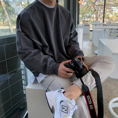 OH Minimal Stitched Outline Crewneck-korean-fashion-Crewneck-OH Atelier-OH Garments