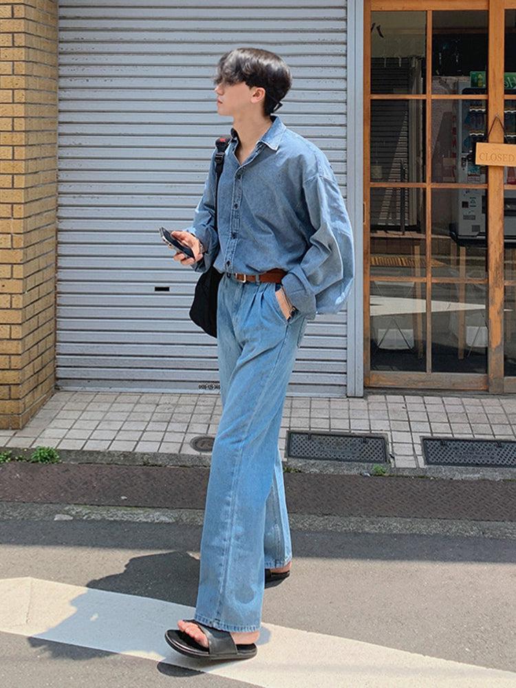 OH Oversized Fit Washed Denim Shirt