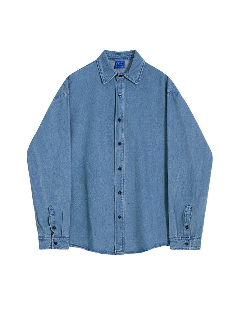 シャツ HUECLOSET Washed pocket overfit denim shirt SE115 Blue Light Washed Denim Shirt – Klozet Clothing Boutique