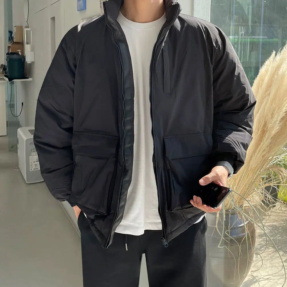 OH Oversized Flap Loose Puffer Jacket-korean-fashion-Jacket-OH Atelier-OH Garments