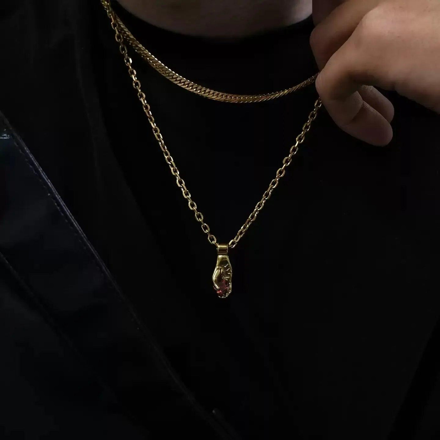 OH Palm Gem Pendant Necklace-korean-fashion-Necklace-OH Atelier-OH Garments