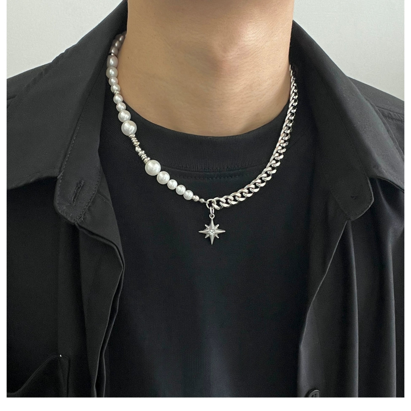 OH Pearl & Chain Star Pendant Necklace-korean-fashion-Necklace-OH Atelier-OH Garments