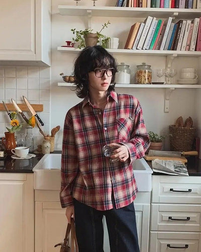 OH Plaid Casual Buttoned Shirt-korean-fashion-Shirt-OH Atelier-OH Garments