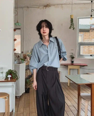 OH Pleated Drape Belted Trousers-korean-fashion-Trousers-OH Atelier-OH Garments