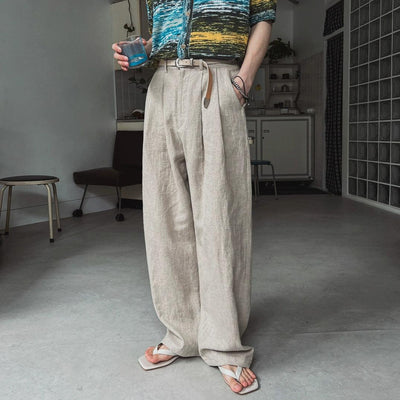 OH Pleated Linen Loose Pants-korean-fashion-Pants-OH Atelier-OH Garments