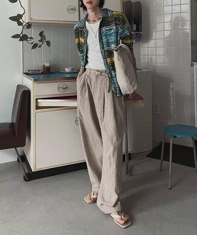 OH Pleated Linen Loose Pants-korean-fashion-Pants-OH Atelier-OH Garments