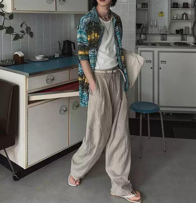 OH Pleated Linen Loose Pants-korean-fashion-Pants-OH Atelier-OH Garments