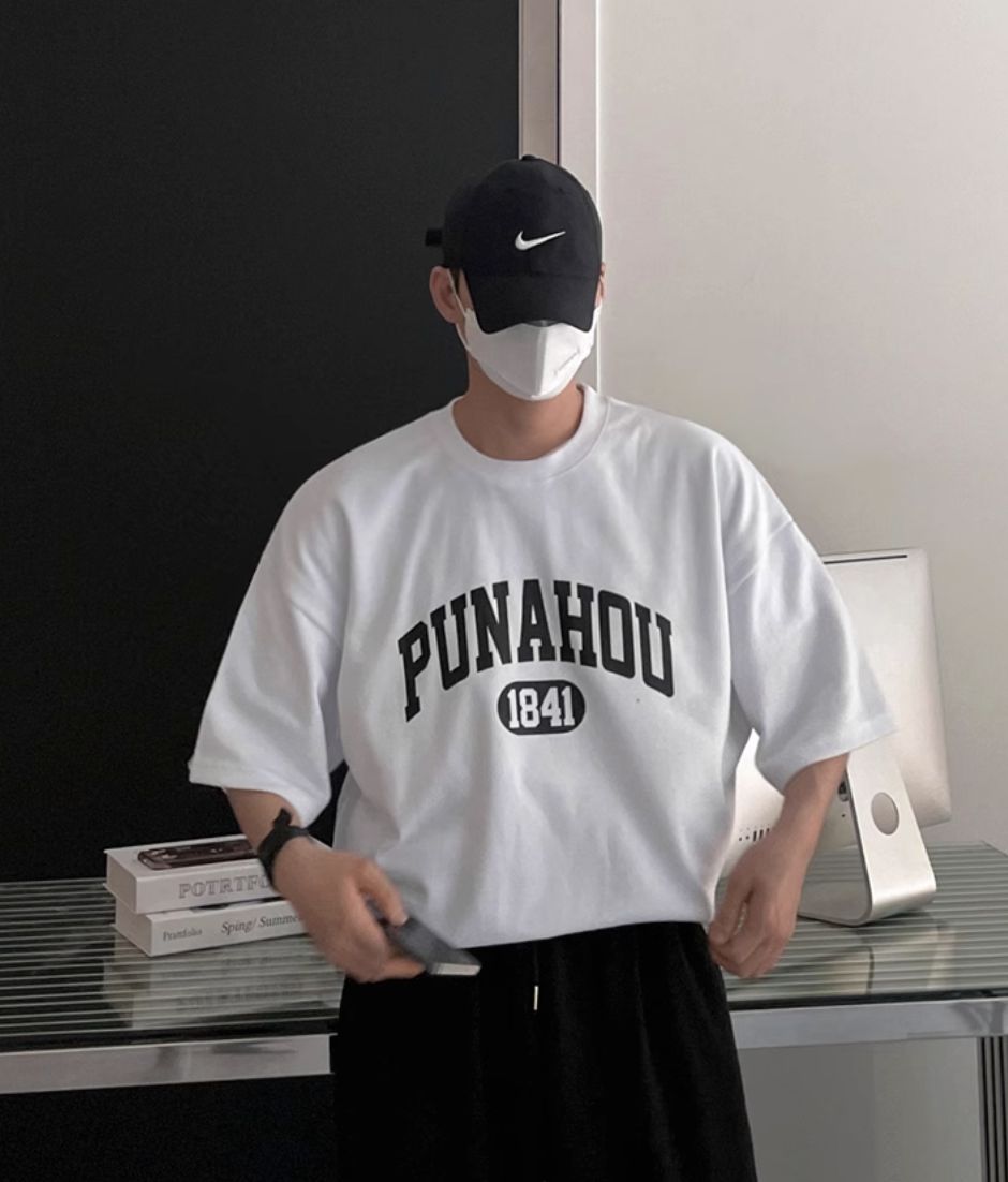 OH Punahou Print Text T-Shirt-korean-fashion-T-Shirt-OH Atelier-OH Garments