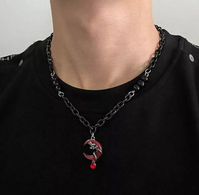 OH Red Moon Pendant Necklace-korean-fashion-Necklace-OH Atelier-OH Garments