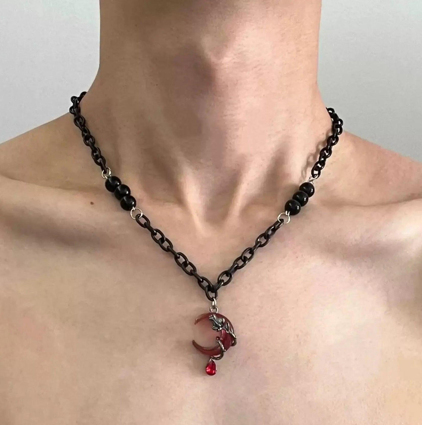 OH Red Moon Pendant Necklace-korean-fashion-Necklace-OH Atelier-OH Garments