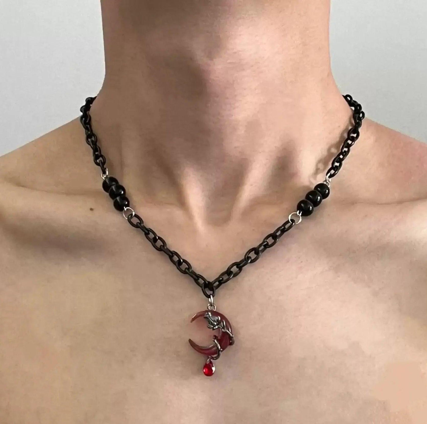 OH Red Moon Pendant Necklace-korean-fashion-Necklace-OH Atelier-OH Garments