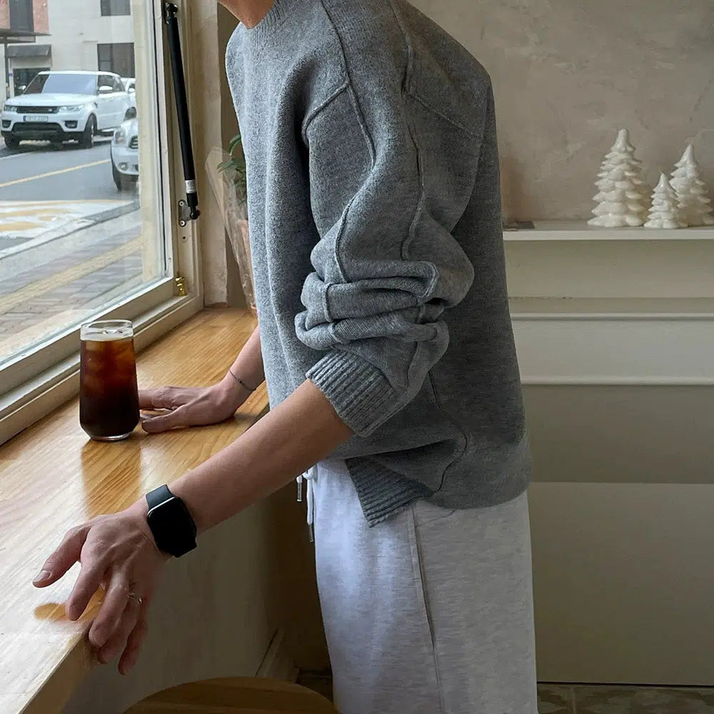 OH Relaxed Fit Detail Stitches Sweater-korean-fashion-Sweater-OH Atelier-OH Garments