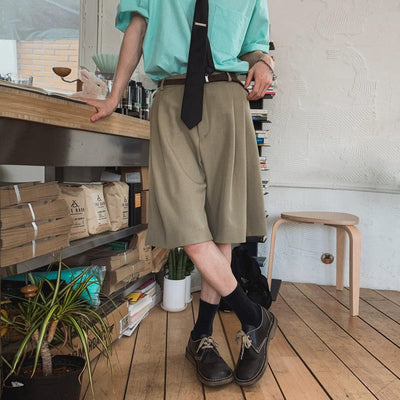 OH Relaxed Fit Suit Shorts-korean-fashion-Shorts-OH Atelier-OH Garments
