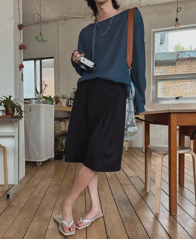 OH Relaxed Fit Suit Shorts-korean-fashion-Shorts-OH Atelier-OH Garments