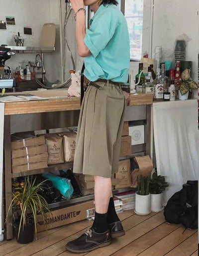 OH Relaxed Fit Suit Shorts-korean-fashion-Shorts-OH Atelier-OH Garments