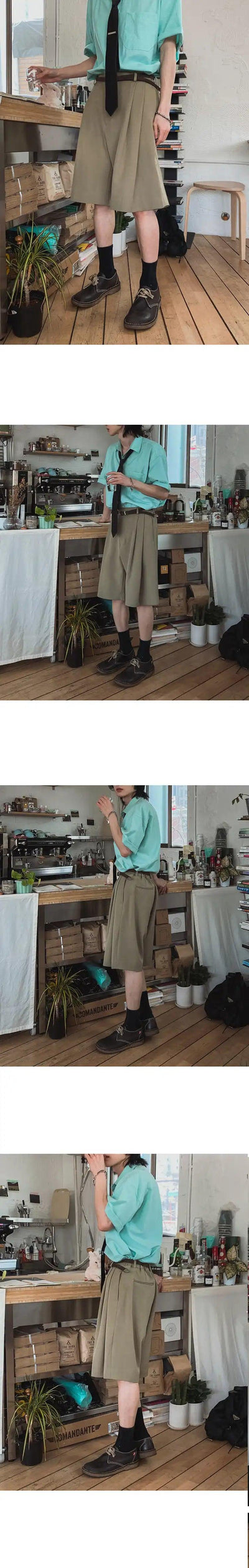 OH Relaxed Fit Suit Shorts-korean-fashion-Shorts-OH Atelier-OH Garments