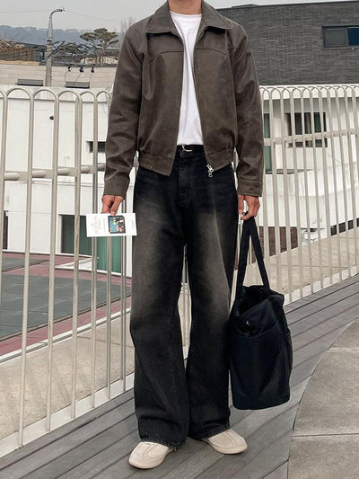 OH Retro Slant Pocket PU Leather Jacket-korean-fashion-Jacket-OH Atelier-OH Garments