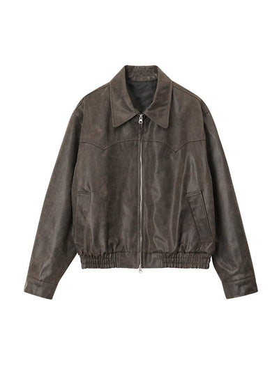 OH Retro Slant Pocket PU Leather Jacket-korean-fashion-Jacket-OH Atelier-OH Garments