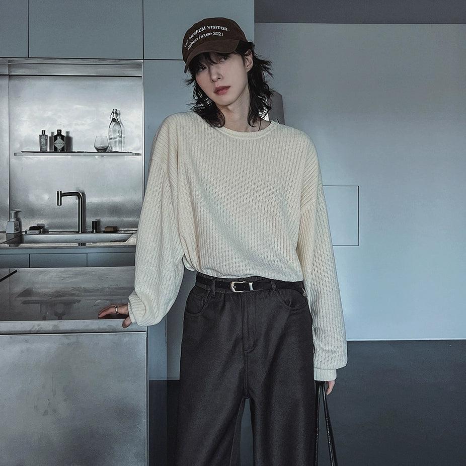 OH Ribbed Relaxed Fit Sweater-korean-fashion-Sweater-OH Atelier-OH Garments