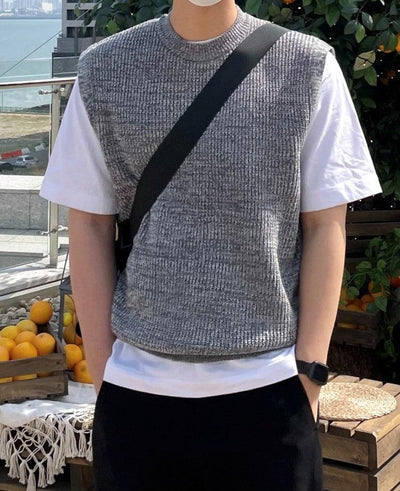 OH Ribbed Texture Knit Vest-korean-fashion-Vest-OH Atelier-OH Garments