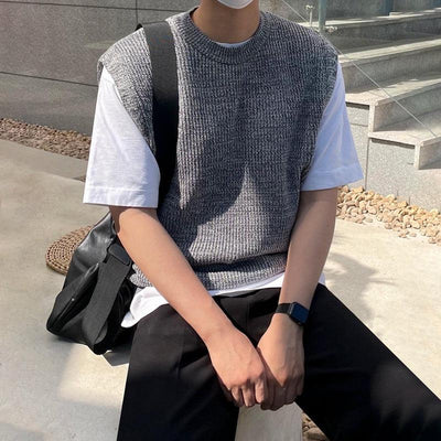 OH Ribbed Texture Knit Vest-korean-fashion-Vest-OH Atelier-OH Garments