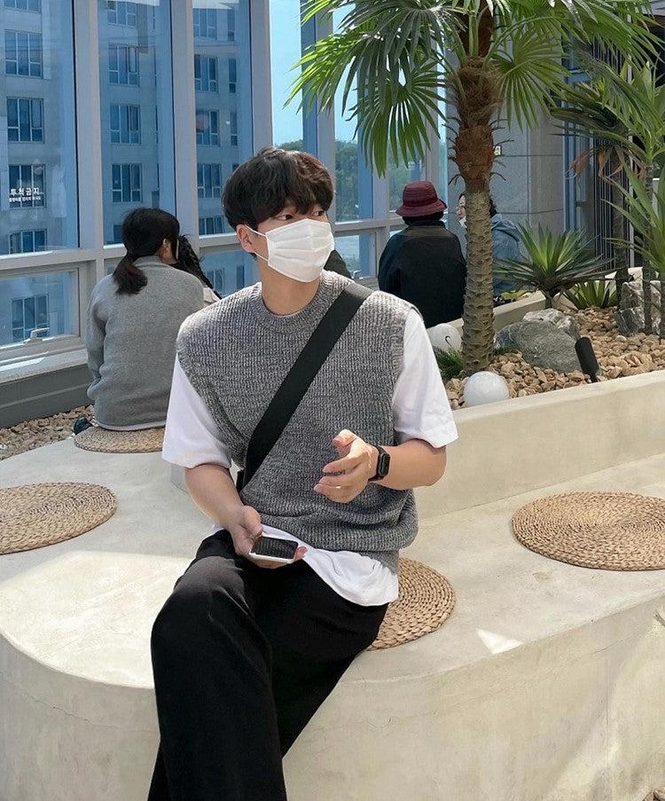 OH Ribbed Texture Knit Vest-korean-fashion-Vest-OH Atelier-OH Garments