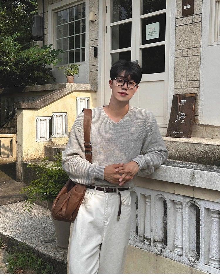 OH Ribbed Texture V-Neck Sweater-korean-fashion-Sweater-OH Atelier-OH Garments