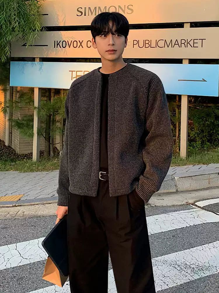 OH Round Neck Knit Cardigan-korean-fashion-Cardigan-OH Atelier-OH Garments