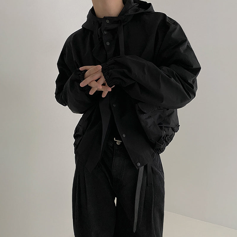 OH Ruched Hem Hooded Jacket-korean-fashion-Jacket-OH Atelier-OH Garments