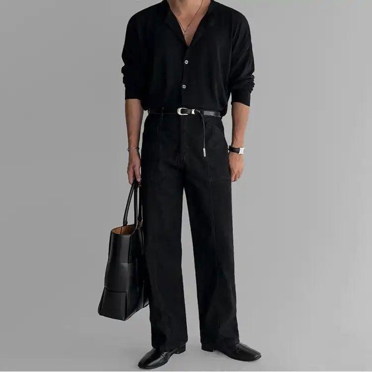 OH Seam Detail Straight Cut Jeans-korean-fashion-Jeans-OH Atelier-OH Garments