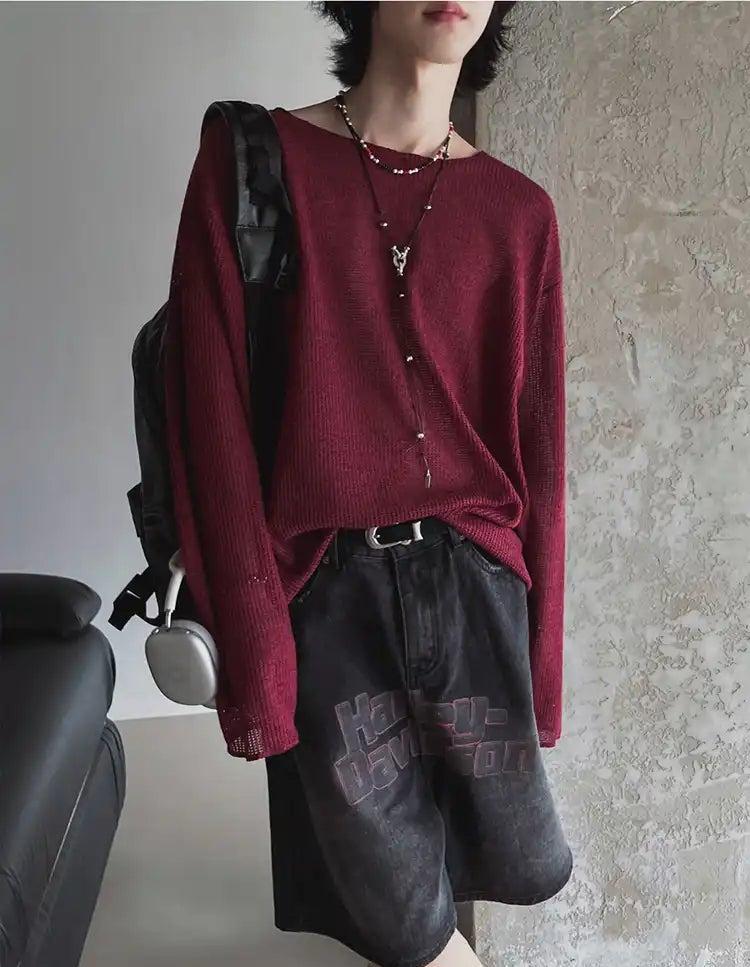 OH Sheer Textured Long Sleeve T-Shirt-korean-fashion-T-Shirt-OH Atelier-OH Garments