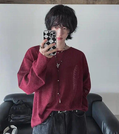 OH Sheer Textured Long Sleeve T-Shirt-korean-fashion-T-Shirt-OH Atelier-OH Garments