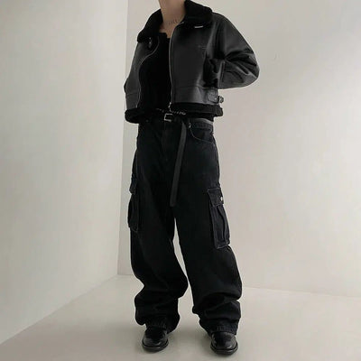OH Sherpa PU Leather Short Jacket-korean-fashion-Jacket-OH Atelier-OH Garments
