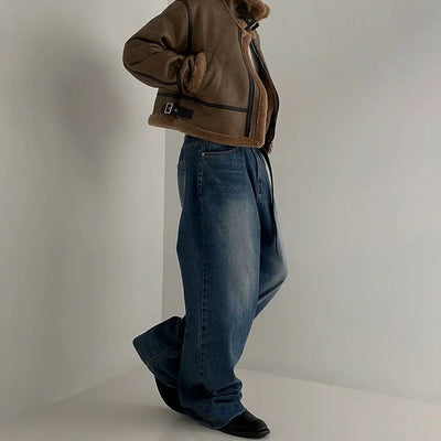 OH Sherpa PU Leather Short Jacket-korean-fashion-Jacket-OH Atelier-OH Garments