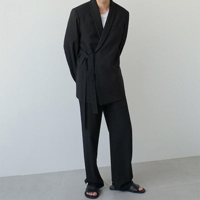 OH Sleek Side Cloth Belt Blazer & Pants Set-korean-fashion-Clothing Set-OH Atelier-OH Garments