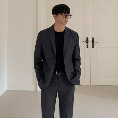 OH Slim Fit Classic Blazer & Cropped Pants Set-korean-fashion-Clothing Set-OH Atelier-OH Garments