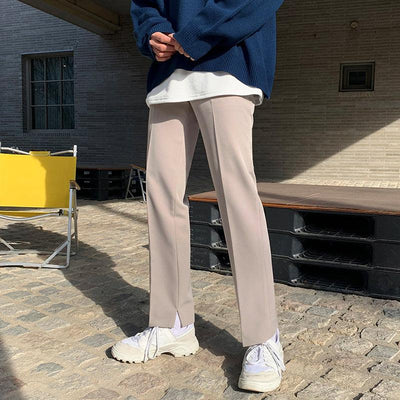 OH Small Slit Pleated Trousers-korean-fashion-Pants-OH Atelier-OH Garments